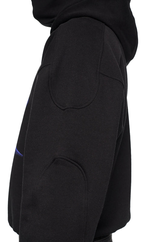 Alien Intel Mask Hoodie Blue mit Kapuze, Ripp-Bündchen, elastischem Saum, Teilungsnähten und Siebdruck-Grafik. Oversized, cropped Fit, unisex.