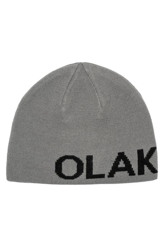Gray knitted beanie Light Logo Beanie Gray with black OLAK lettering on the brim, available in the official OLAKALA® online store.
