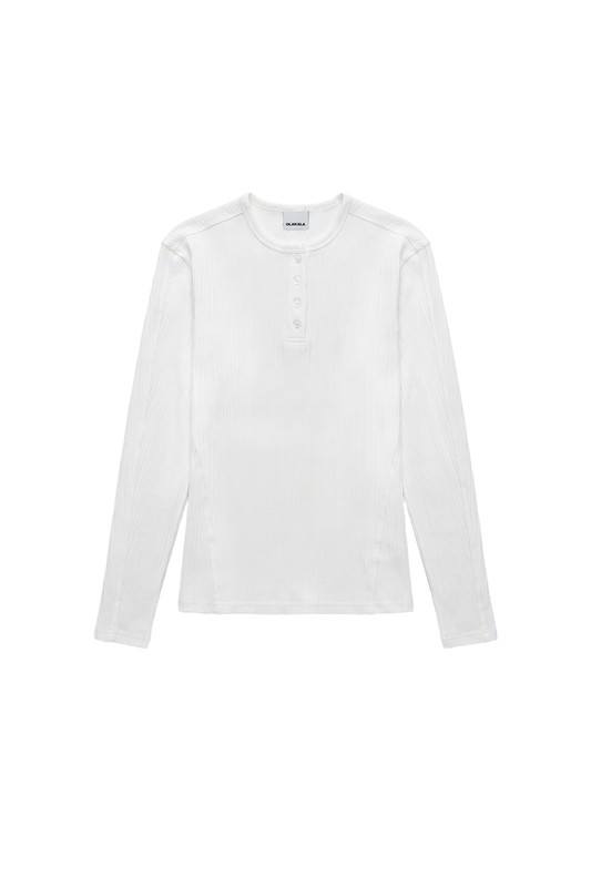 Henley Rib Longsleeve white