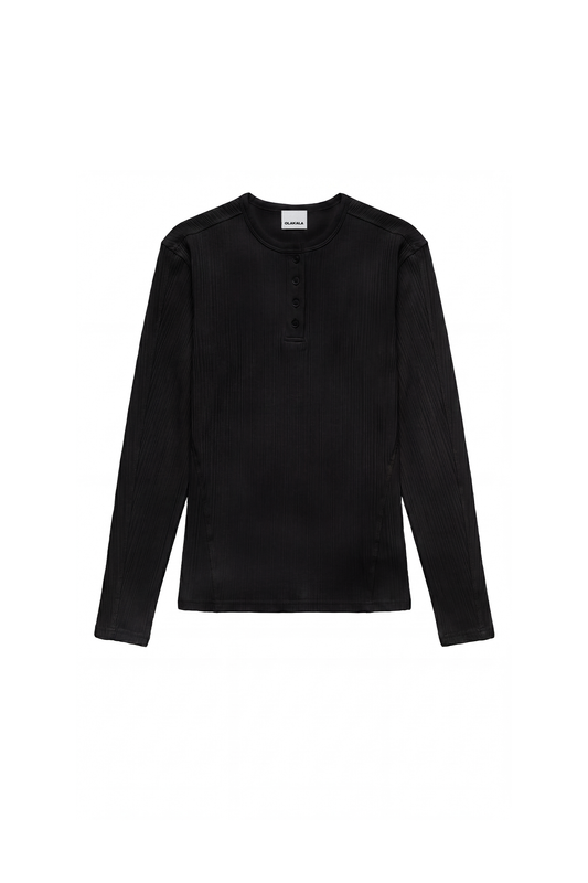 Henley Rib Long Sleeve black