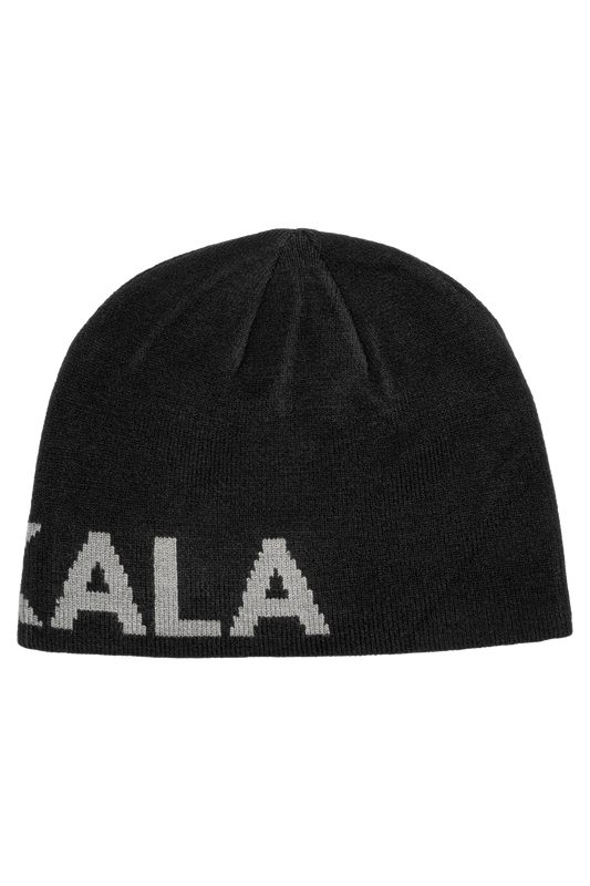 Black light logo beanie with gray lettering on the edge, ideal for winter. A minimalist accessory from the official OLAKALA® online store.