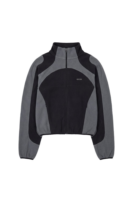 Light Fleece Jacket Black & Gray mit Reißverschluss, Stehkragen, elastischen Bündchen, seitlichen Reißverschlusstaschen und tonal Logo auf der Brust; ideal als Midlayer.