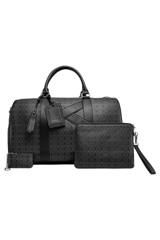 CC XL Weekender Bag Black mit abnehmbaren Schulterriemen, OLAKALA Reißverschluss und abnehmbarer Leder-Tag, ideal für stilvolle Handgepäckreisen.