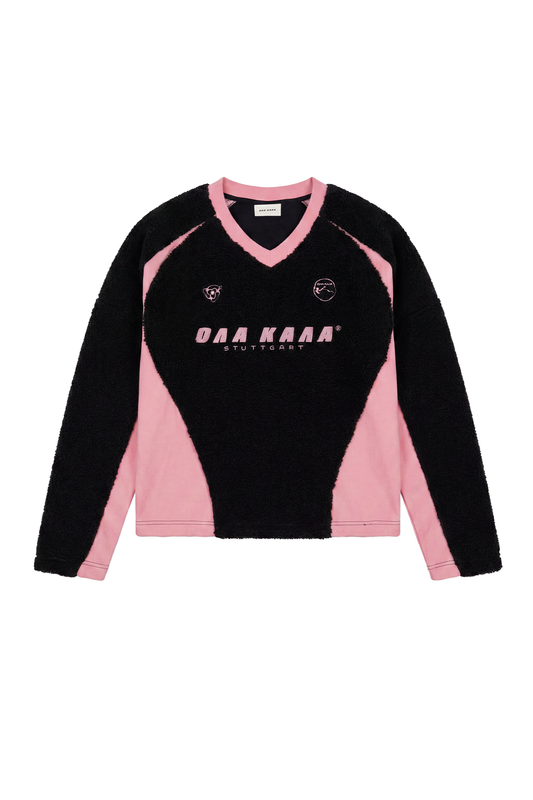 Fleece V-Neck Sweater Pink