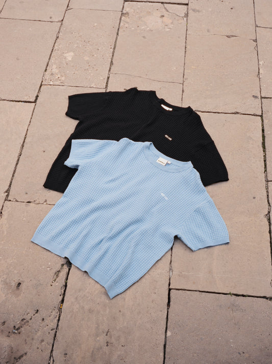 Waffle Knit T-Shirt black