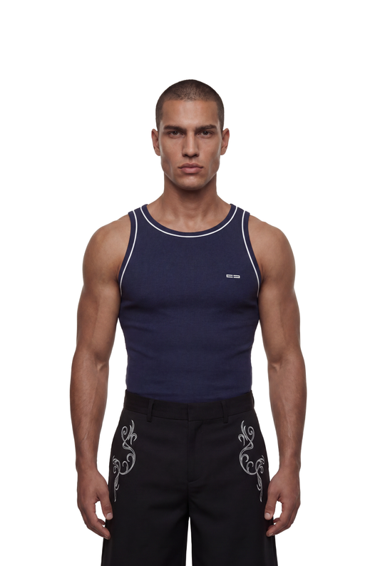 Contrast Tank Top Navy Blue