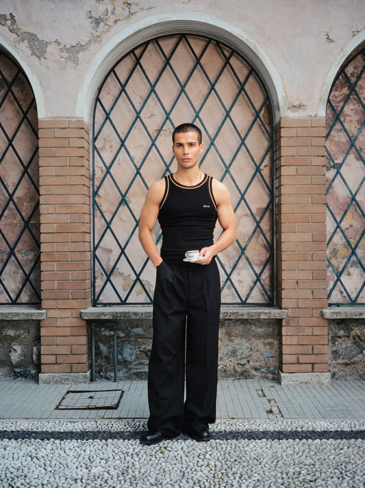 Contrast Tank Top Black