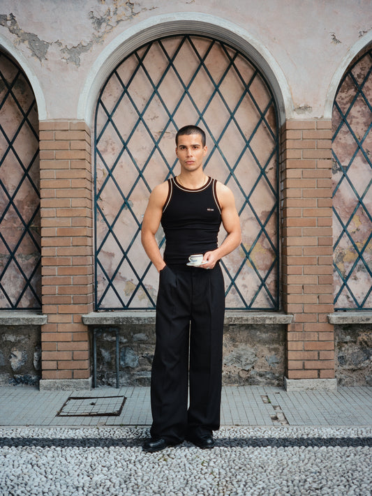 Contrast Tank Top Black
