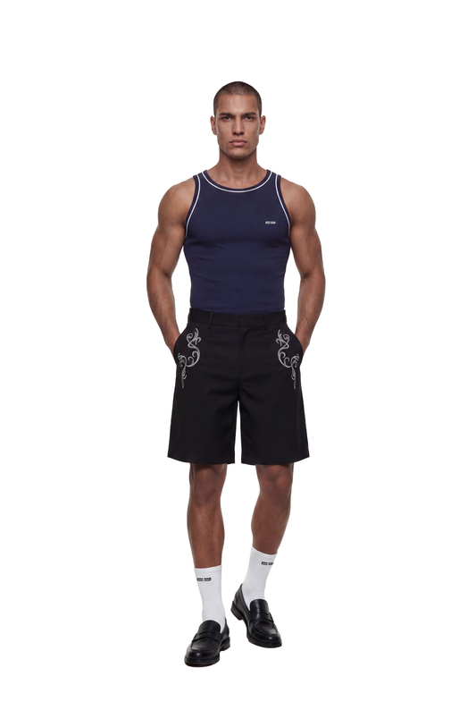 Contrast Tank Top Navy Blue