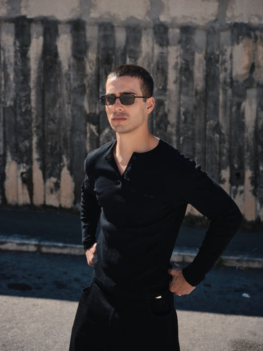 Henley Rib Long Sleeve black