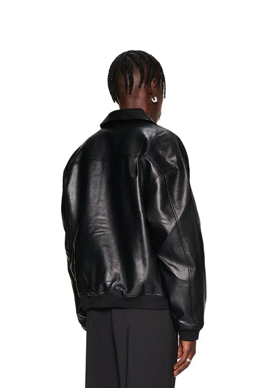 Black leather jacket sale shop