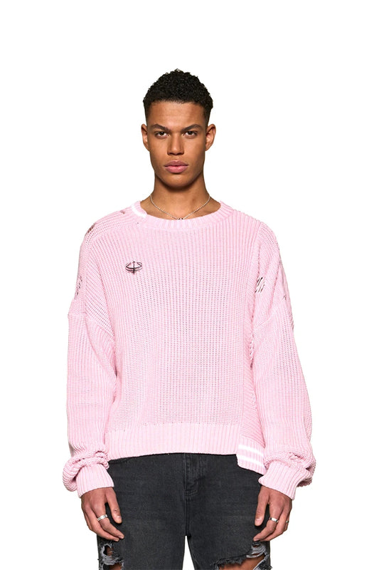 Hot pink 2025 distressed sweater