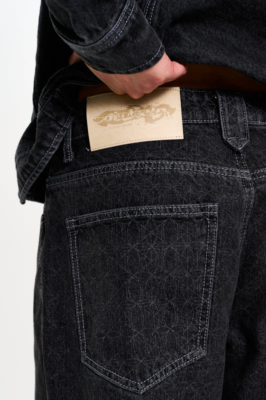 CC Black Monogram Denim Pants