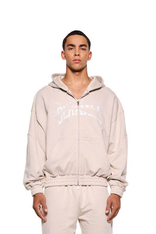 Sports Zip Hoodie Beige 