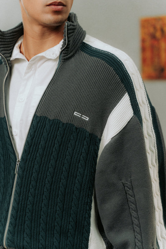 Knitted College Jacket Green