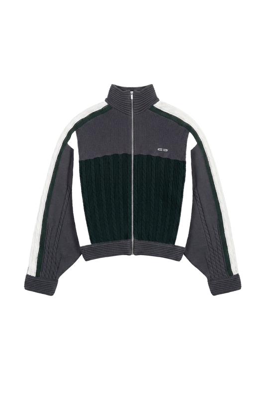 Knitted College Jacket Green