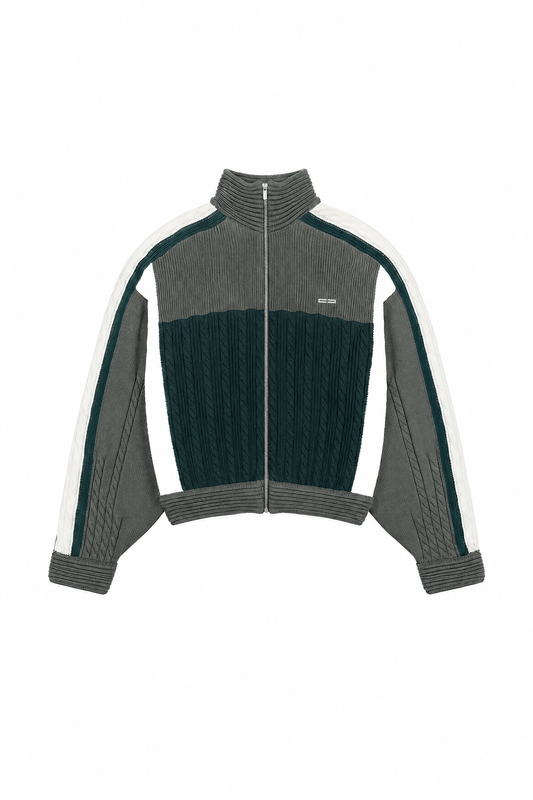 Knitted College Jacket Green
