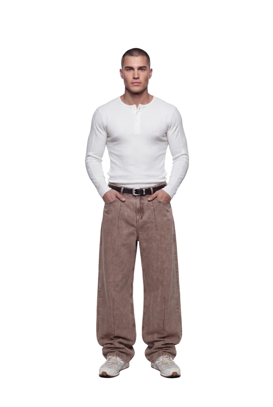 Henley Rib Longsleeve white