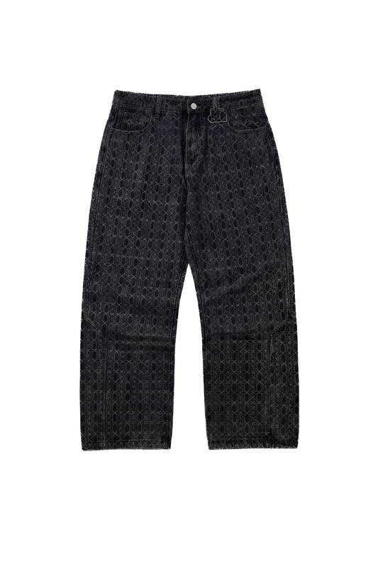 CC Black Monogram Denim Pants