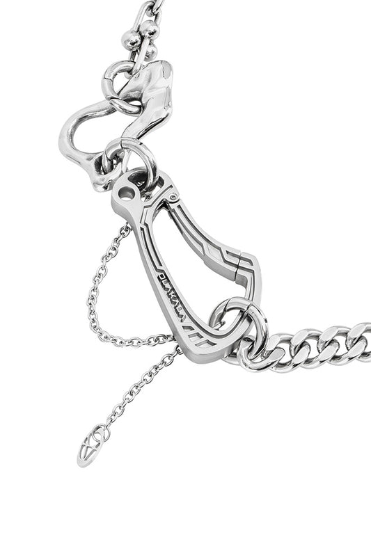 Synergy Choker Chain: Silberkette mit Karabiner, modifizierbares und längenverstellbares Design, illustriert. Einheitsgröße, passend für den OLAKALA® Onlineshop.