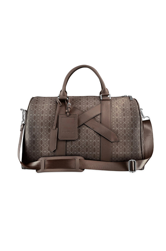 CC Weekender Bag Brown mit abnehmbarem Schulterriemen und OLA KALA Reißverschluss, ideal für Reisen, ausgestattet mit Innentasche und Handschlaufen. Maße: 50cm x 23cm x 30cm.
