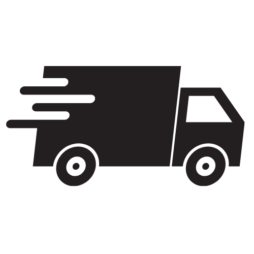 Schwarzer Lieferwagen-Silhouette von der Seite mit Bewegungsstreifen – Symbol für schnelle Lieferung.