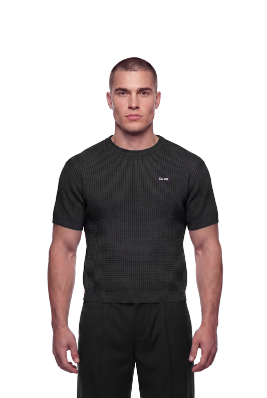 Waffle Knit T-Shirt black