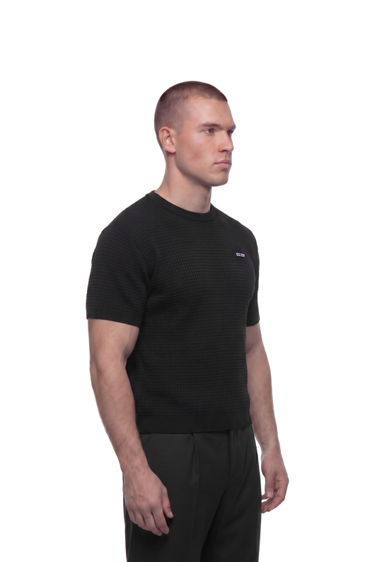 Waffle Knit T-Shirt black