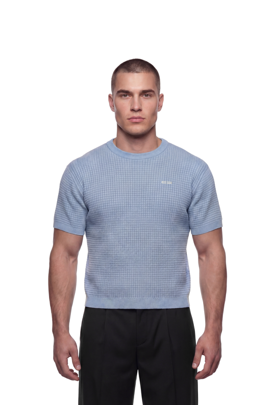 Waffle Knit T-Shirt blue