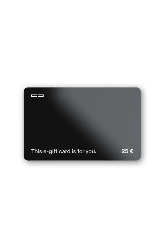 OLAKALA voucher via email, a stylish e-gift card with a dark gradient, worth €25, perfect as a gift; no warranty or returns.
