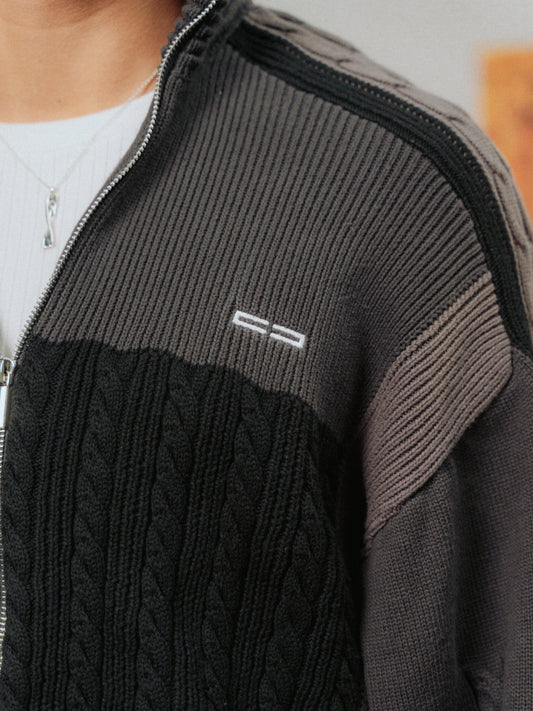 Knitted College Jacket Gray