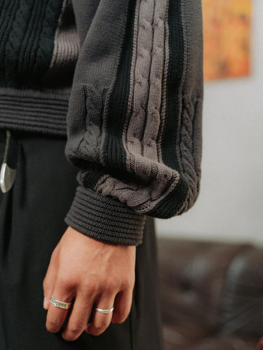 Knitted College Jacket Gray