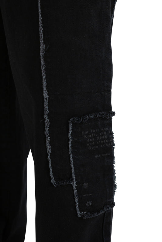 Patched Denim Pants Black