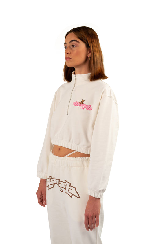 PLAY CROPPED HALFZIP OFFWHITE