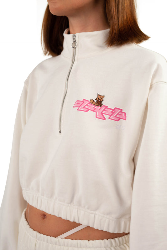 PLAY CROPPED HALFZIP OFFWHITE